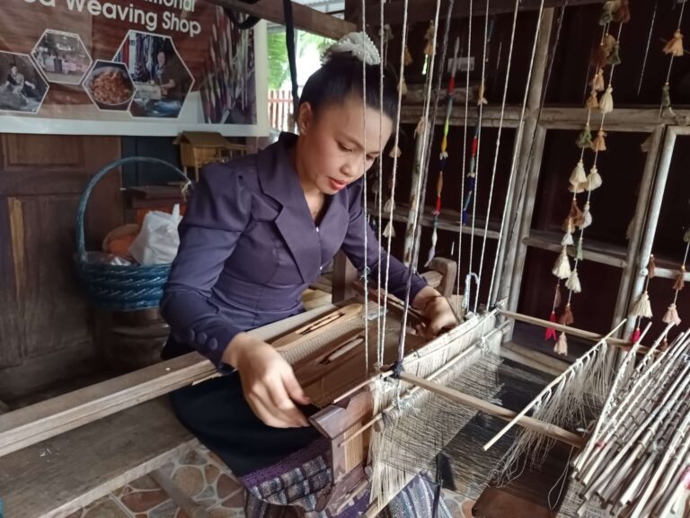 Cotton weaving in Champasak